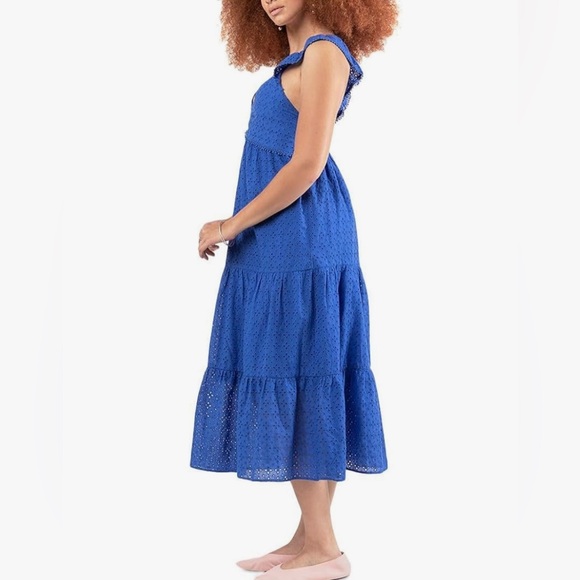 Black Tape NWT MIDI Elegant Blue Eyelet lined Sleeveless Dress. - Picture 3 of 11